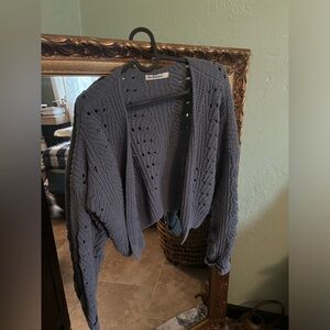 Earth tone blue cropped cardigan